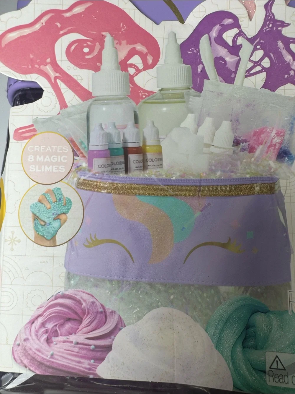 FAO Schwarz Mythical Unicorn Cosmetic Bag in Lavender with Gold Accents